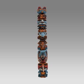 Vintage Carved Wood Totem Pole.