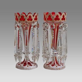 19th century Pair of Bohemian Glass Lusters.