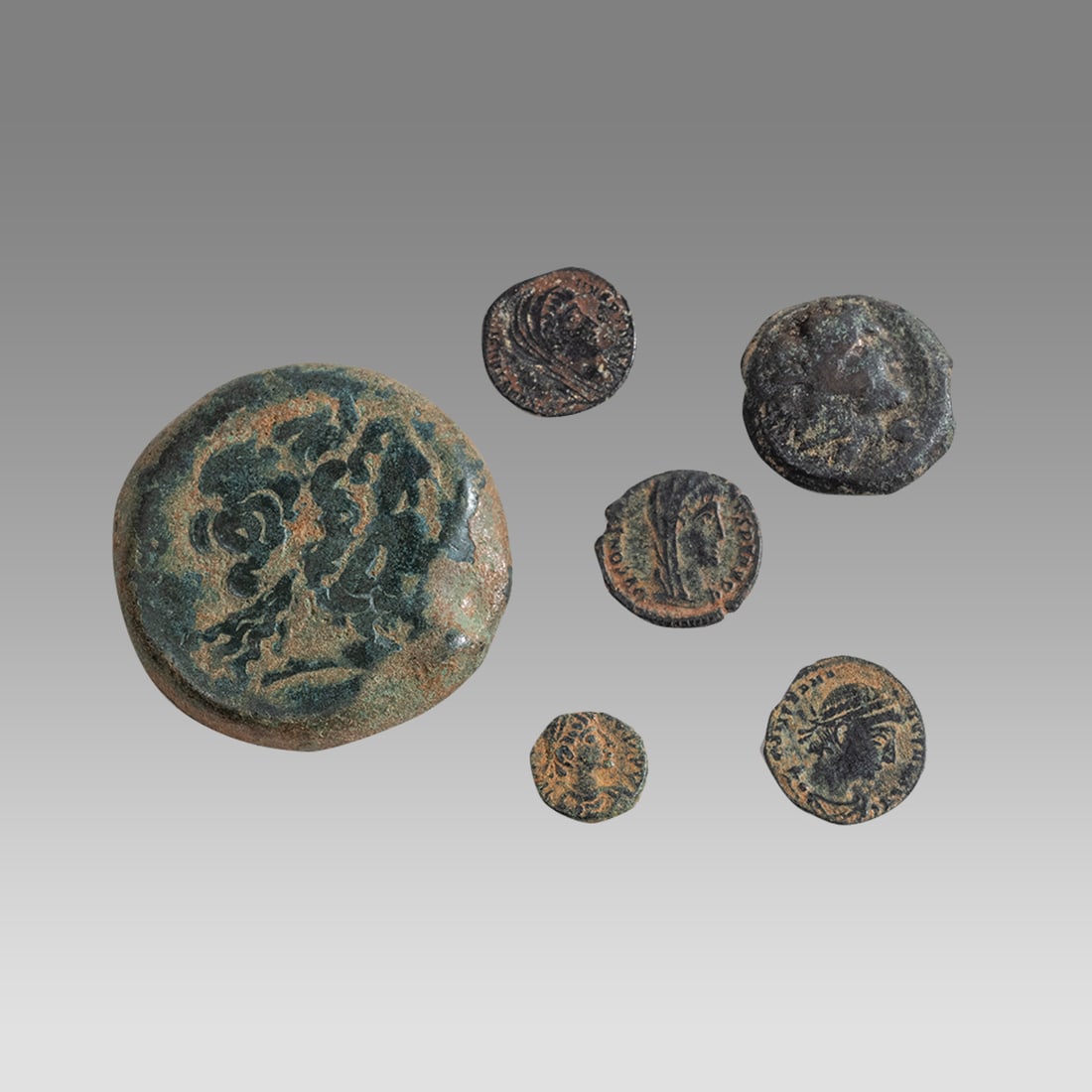 Lot of 6 Ancient Greek and Roman Bronze Coins c.2nd century BC. 3rd century AD. (1 of 2)