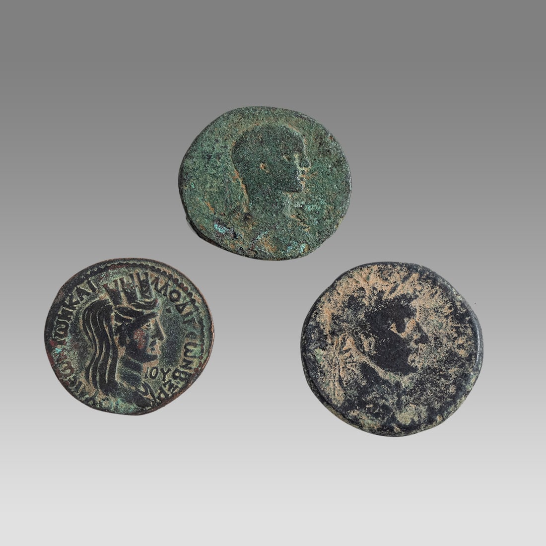 Lot of 3 Ancient Roman Colonial Bronze Coins c.2nd century AD. (1 of 2)