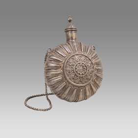 Antique Indian Silver Flask.