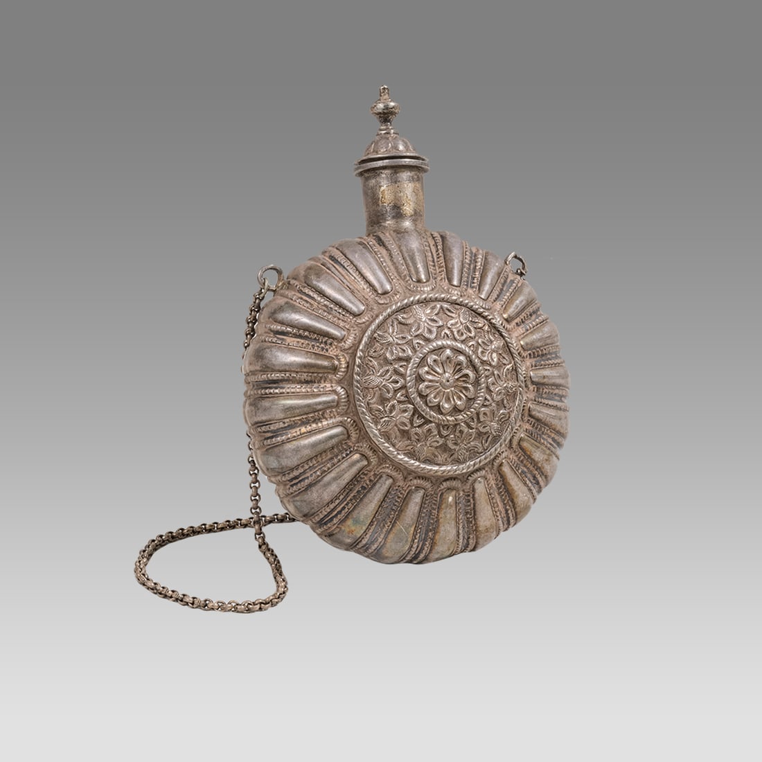 Antique Indian Silver Flask. (1 of 2)