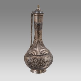 Antique Indian Silver Bottle.