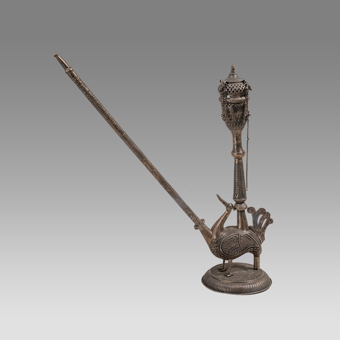 Antique Indian Silver Bird Form Hookah. (1 of 3)
