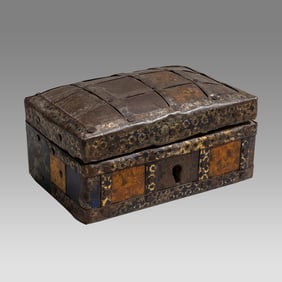 Vintage Islamic Middle eastern Metal and Wood Box.