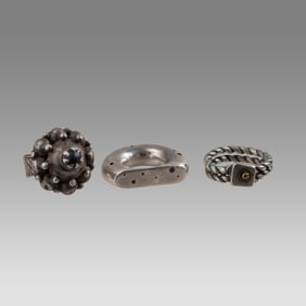 Lot of 3 Middle Eastern Silver Rings.