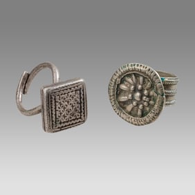 Lot of 2 Middle Eastern Silver Rings.