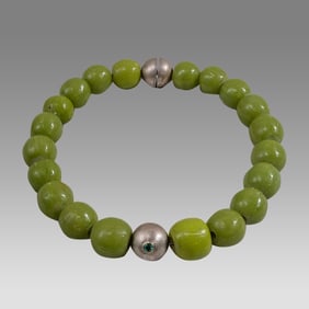Venetian Green Glass Bead Necklace.