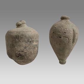 Ancient Late Byzantine Stoneware, “Grenade” c.8th-10th AD. (2)