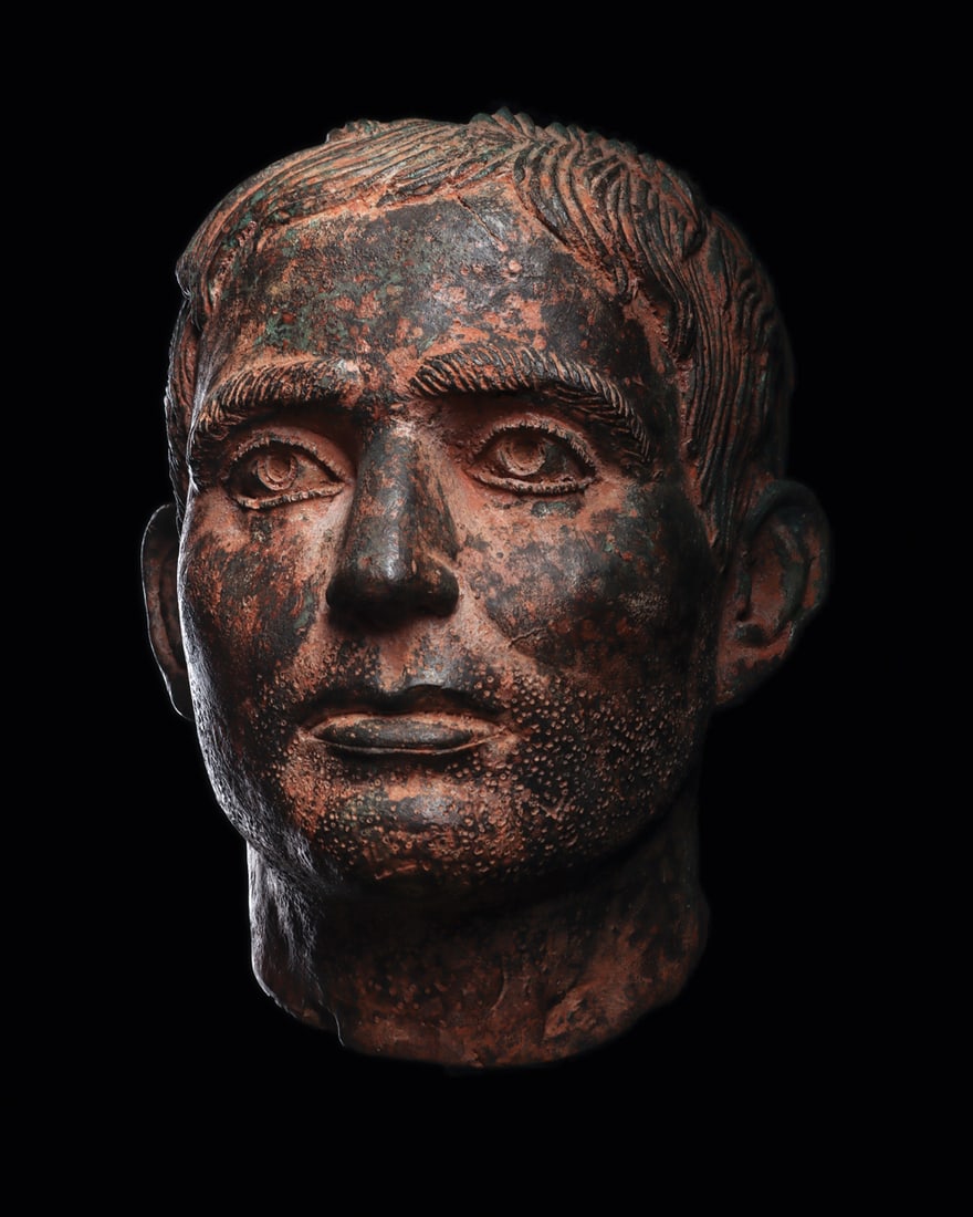 Roman Style Over Life Size Bronze Head a youthful male (1 of 4)