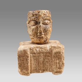 Sumerian (Style?) Calcite Head on a Platform.
