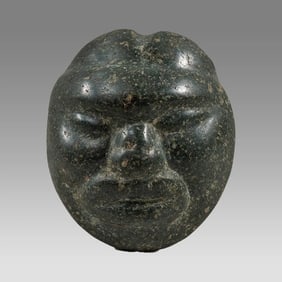 Speckled Greenstone Maskette. Guerrero, Mexico.