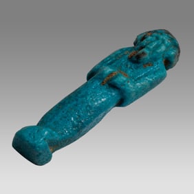 Ancient Egyptian Blue Faience Ushabti. Egypt, XXVI Dynasty, 664-525 BC.