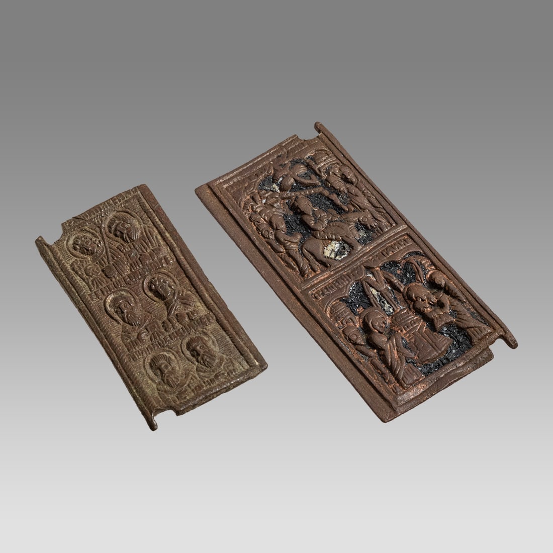 Lot of 2 Antique Russian Orthodox Bronze Icons. (1 of 1)