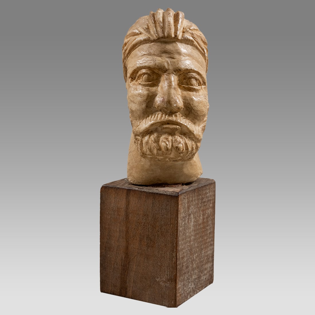 Roman Style Carved Stone Head of Bearded Man. (1 of 3)