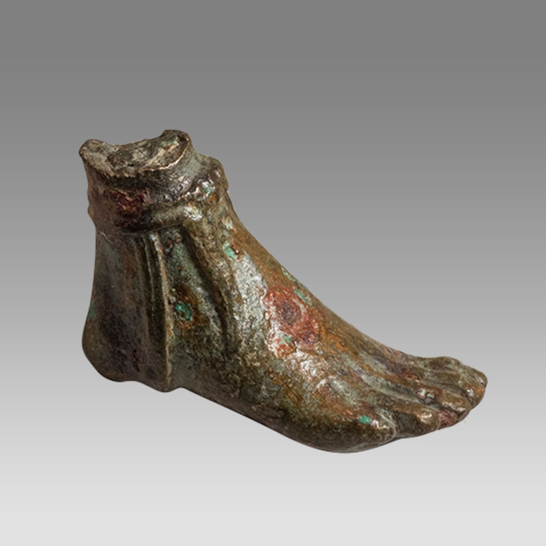 Ancient Roman Bronze Foot Wearing Sandals c.2nd-4th century AD. (1 of 1)