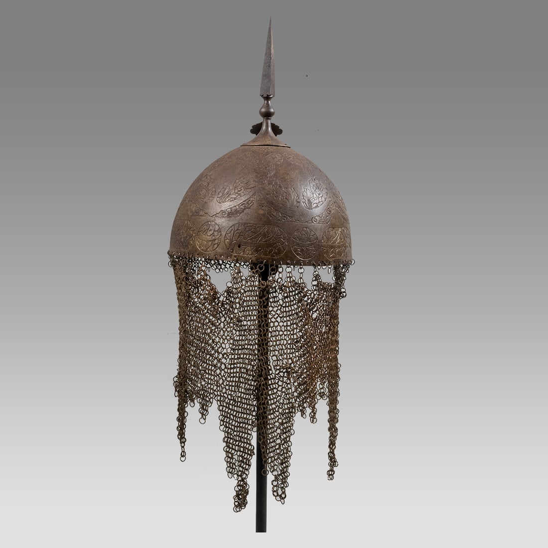19th century Persian Qajar Steel Helmet Silver inlay. (1 of 3)