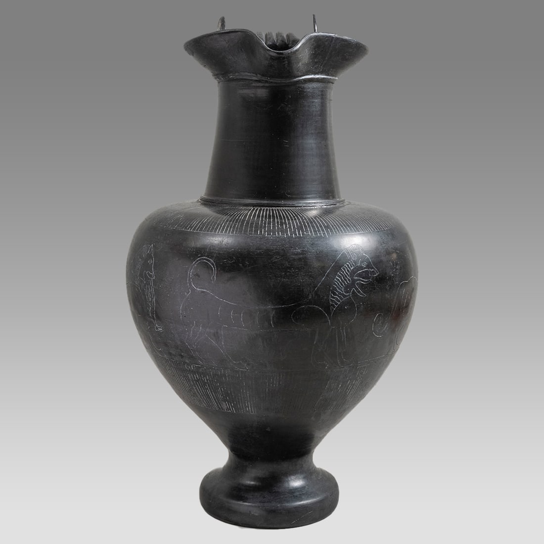 Etruscan Style Bucchero black pottery oinochoe. (1 of 5)