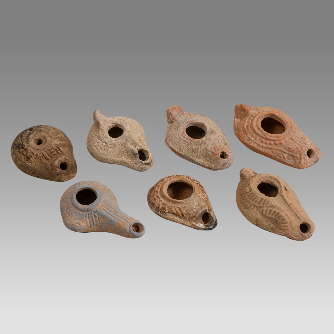 Lot of 7 Ancient Roman, Byzantine Terracotta Oil Lamps c.1st-6th century AD. (1 of 2)