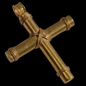 Byzantine Style High Karat Hollow Gold Cross.