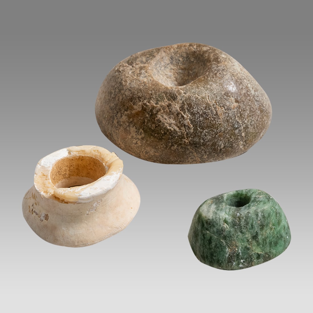 Group of Mezcala Jadeite & Colima Alabaster Ear Spools (ca. 1200 BCE-900 BCE) (1 of 2)