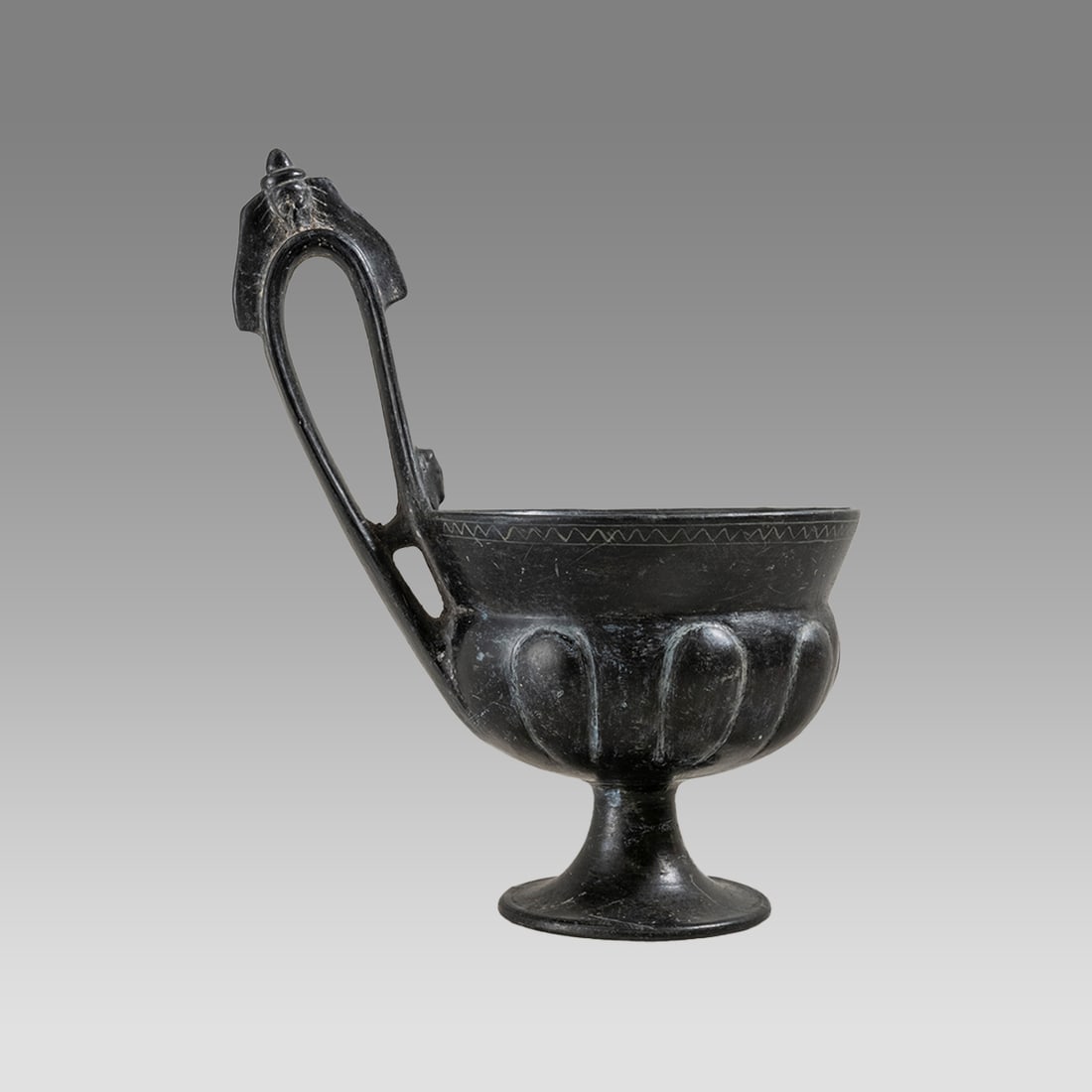 Etruscan Bucchero Ware Kyathos with Ribbed Body Ca. 6th century B.C. (1 of 3)