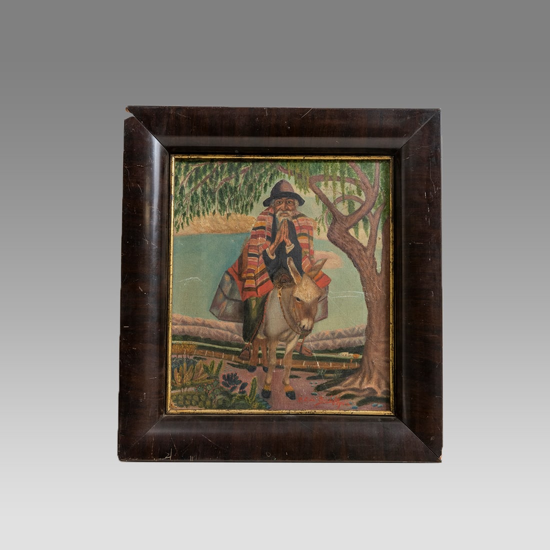 Mexican Painting - Man on Burro. (1 of 5)