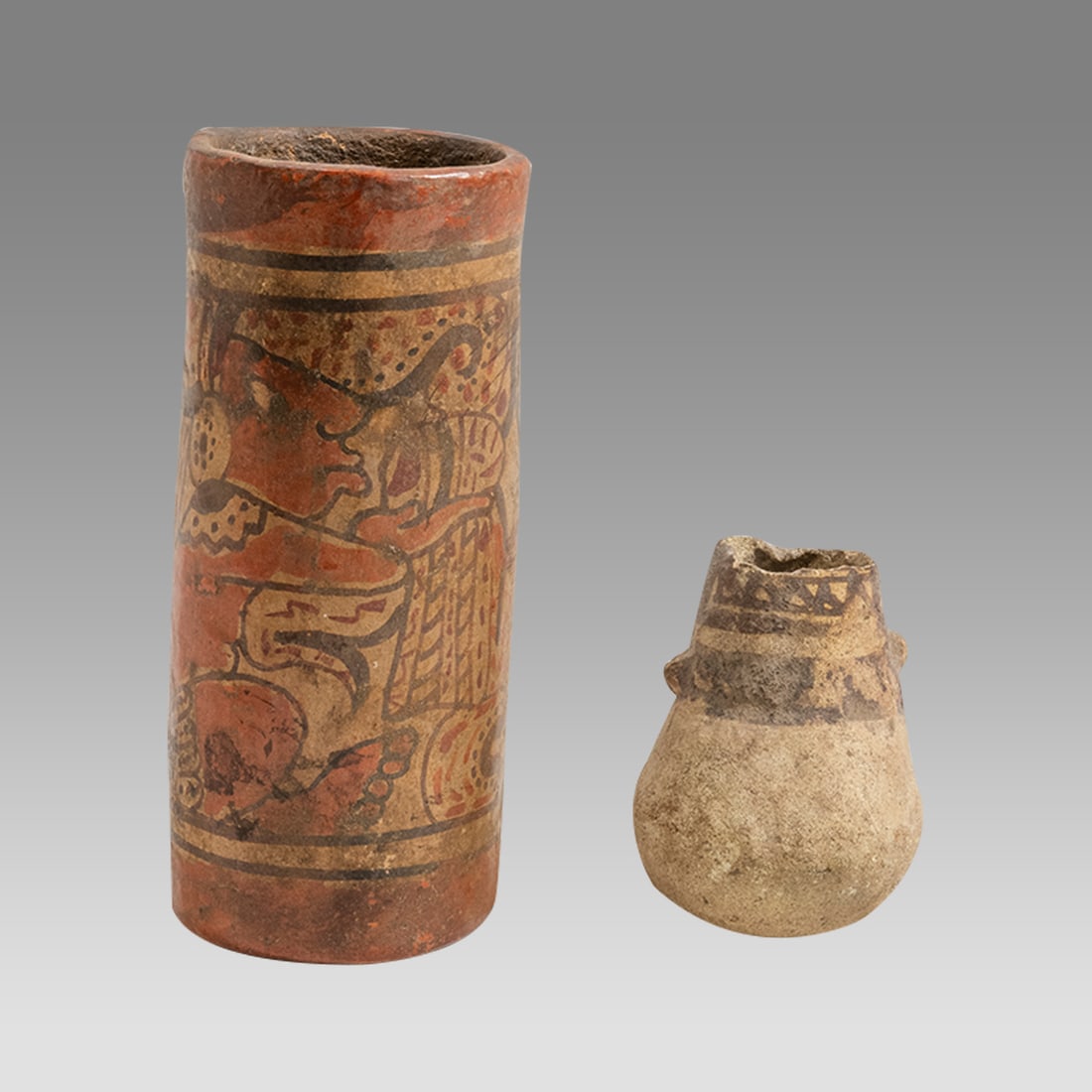 Maya Style Cylinder Vessel, Pre Columbin Pottery Small Vessel.(2) (1 of 3)