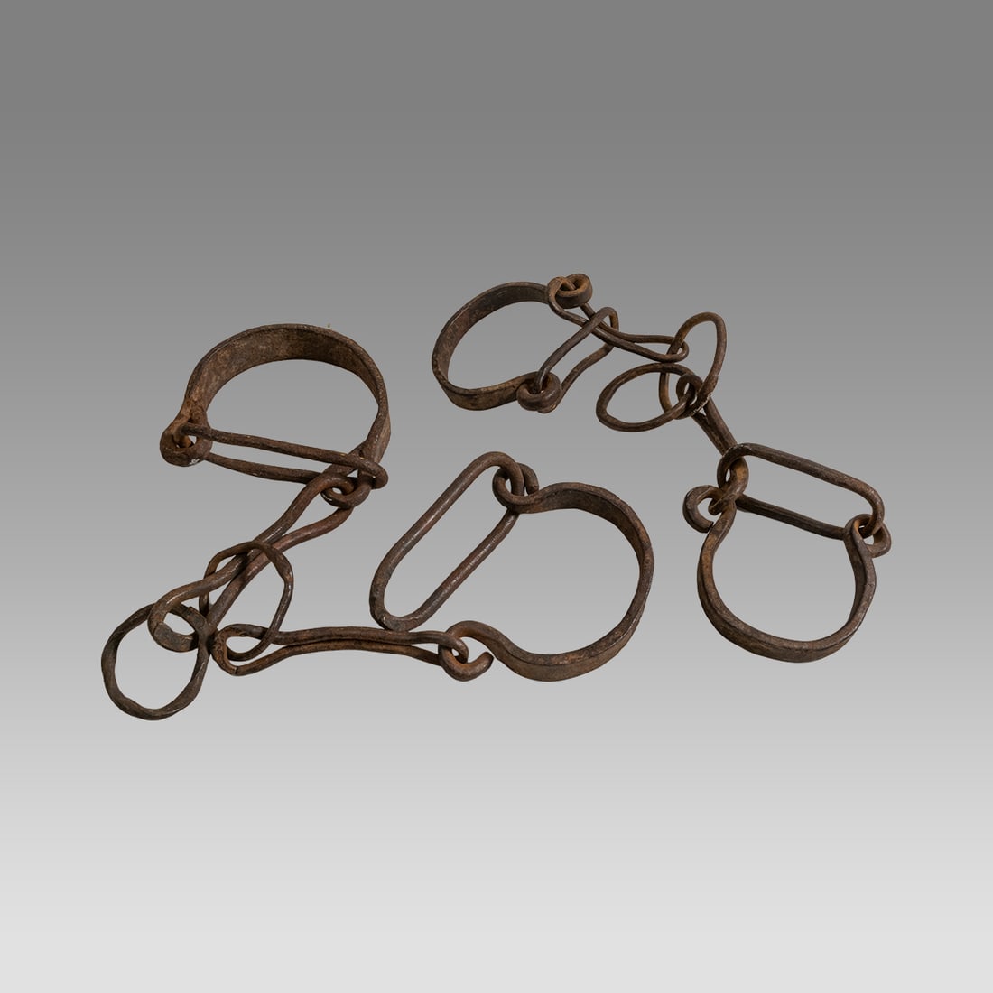 Lot of 4 Tribal African Slave Copper Bracelets, Iron Shackles. (1 of 2)