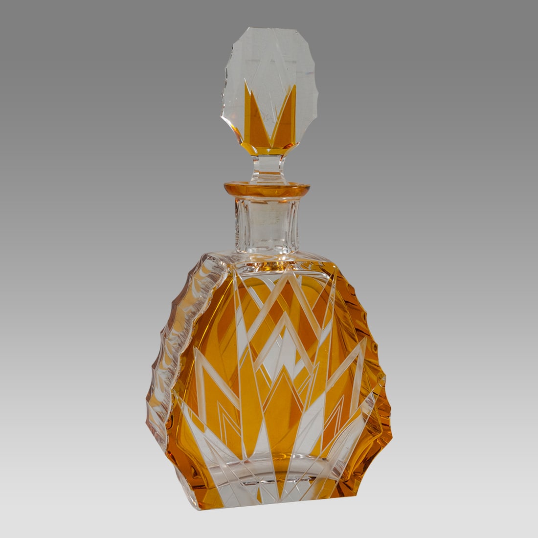 Vintage Bohemian Czech Art Deco Cut to Clear Glass Decanter. (1 of 3)