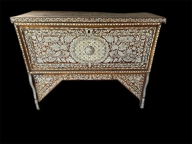 19th century Middle Eastern Syrian Mother Of Pearls Large Bridal Chest. Size 60 inches