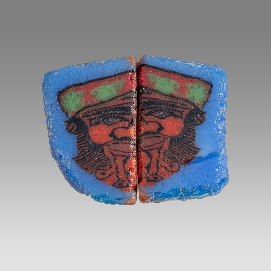 Ancient Roman Egypt Micro Mosaic Glass Inlay Theatre Mask c.1st century AD. (1 of 2)