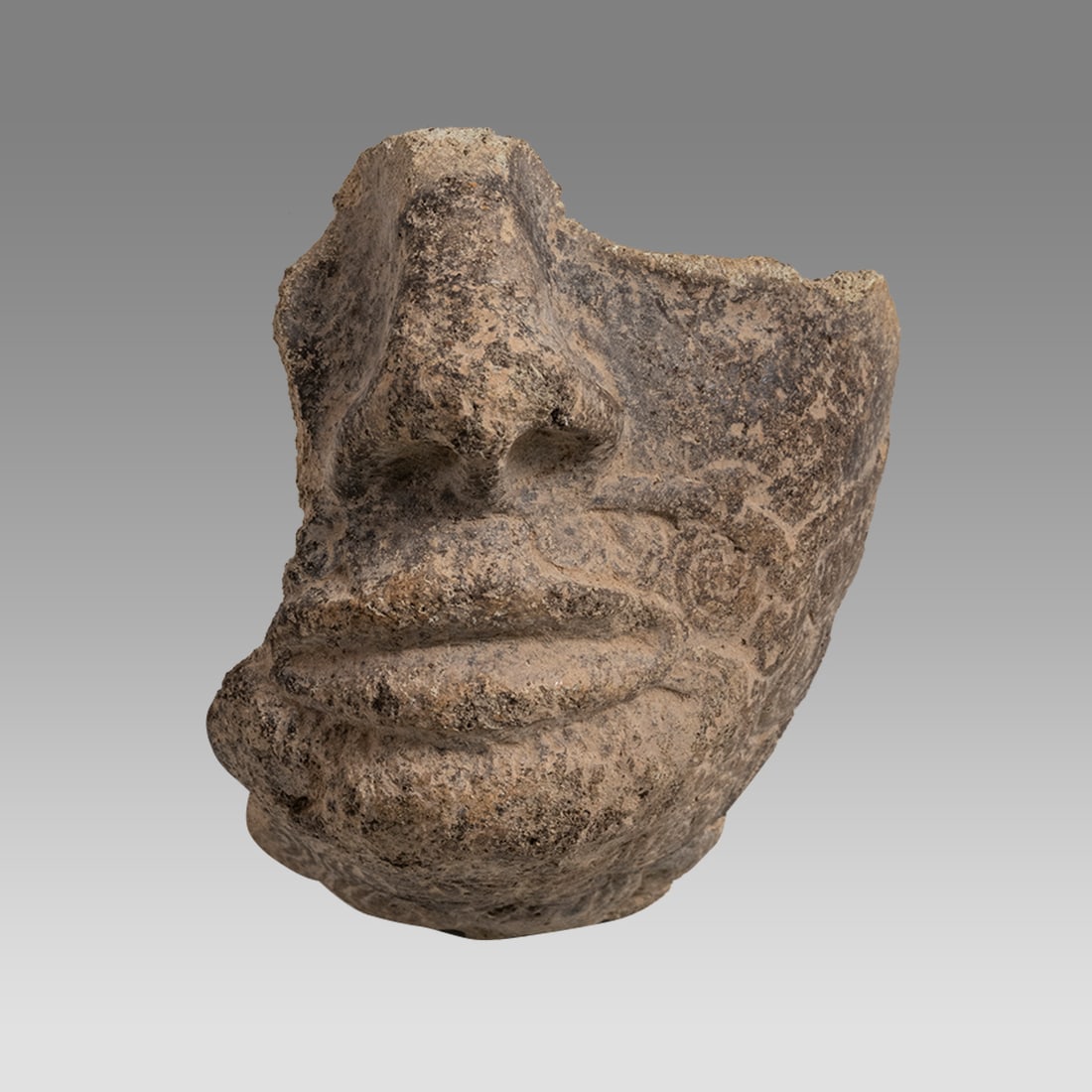Ancient Near Eastern Pottery Fragemnt of Bearded Man c.2nd-1st Millennium BC. (1 of 2)
