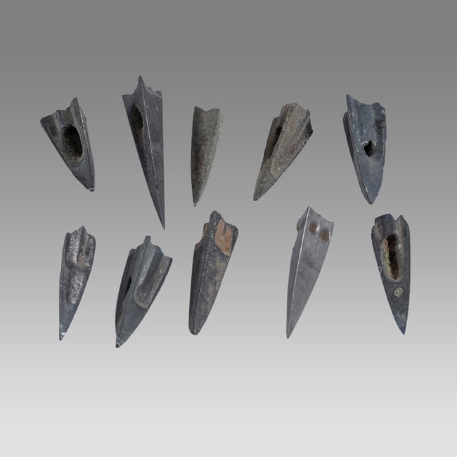 Lot of 10 Bronze Arrow Points from the Holy Land from the time of the Bar Kochba Rebellion ca. early