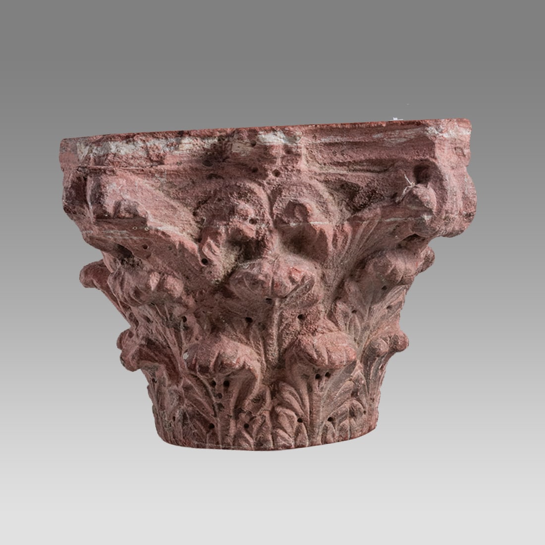Roman North African Red Stone Corinthian Column Capital. (1 of 2)