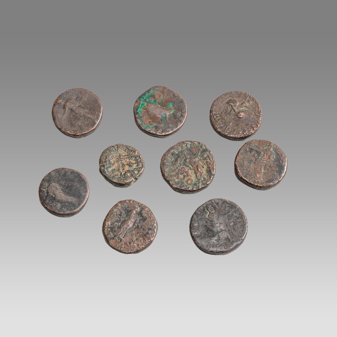 Lot of 9 Ancient Indo-Scythians, Azes II, billon Tetradrachms, 35-5 AD (1 of 2)