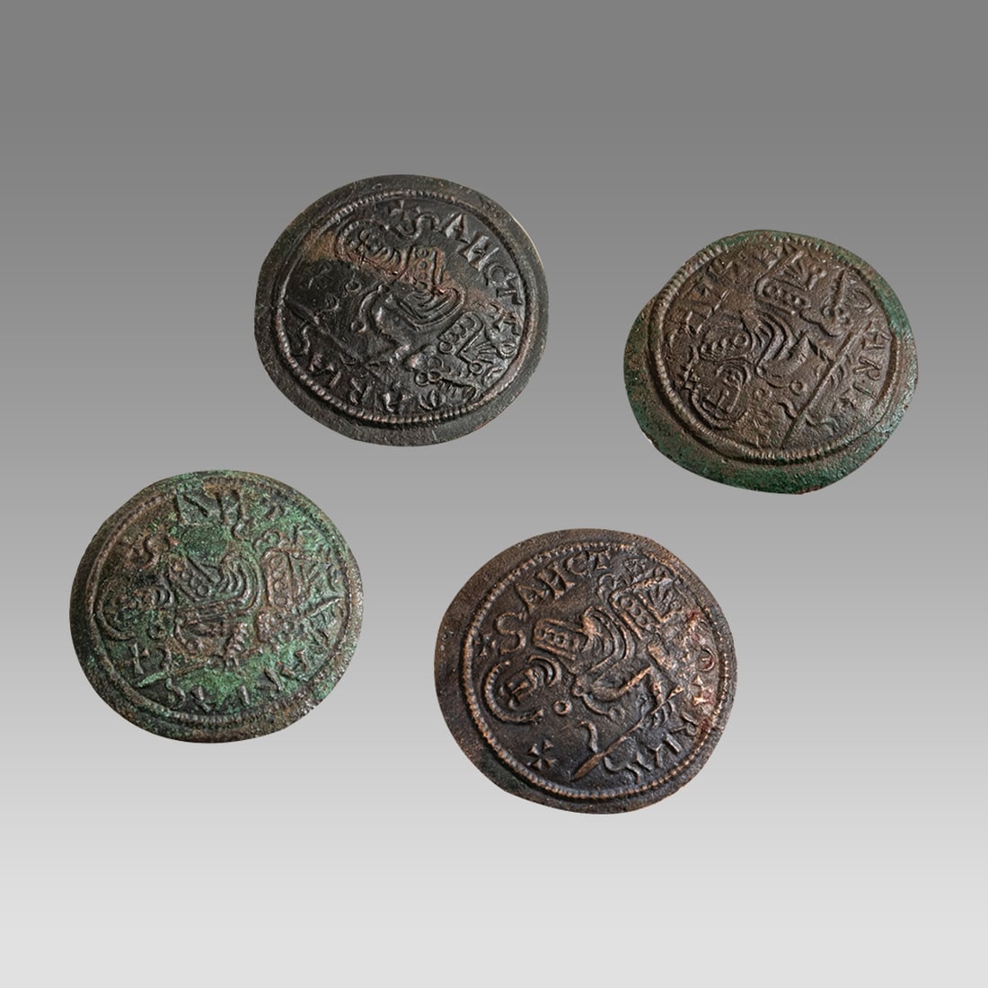 Lor of 4 Medieval, Byzantine Type Hungary Bela III AE Bronze Follises c.1172-1196 AD.: Lor of 4 Medieval, Byzantine Type Hungary Bela III AE Bronze Follises c.1172-1196 AD. Size 27 mm.