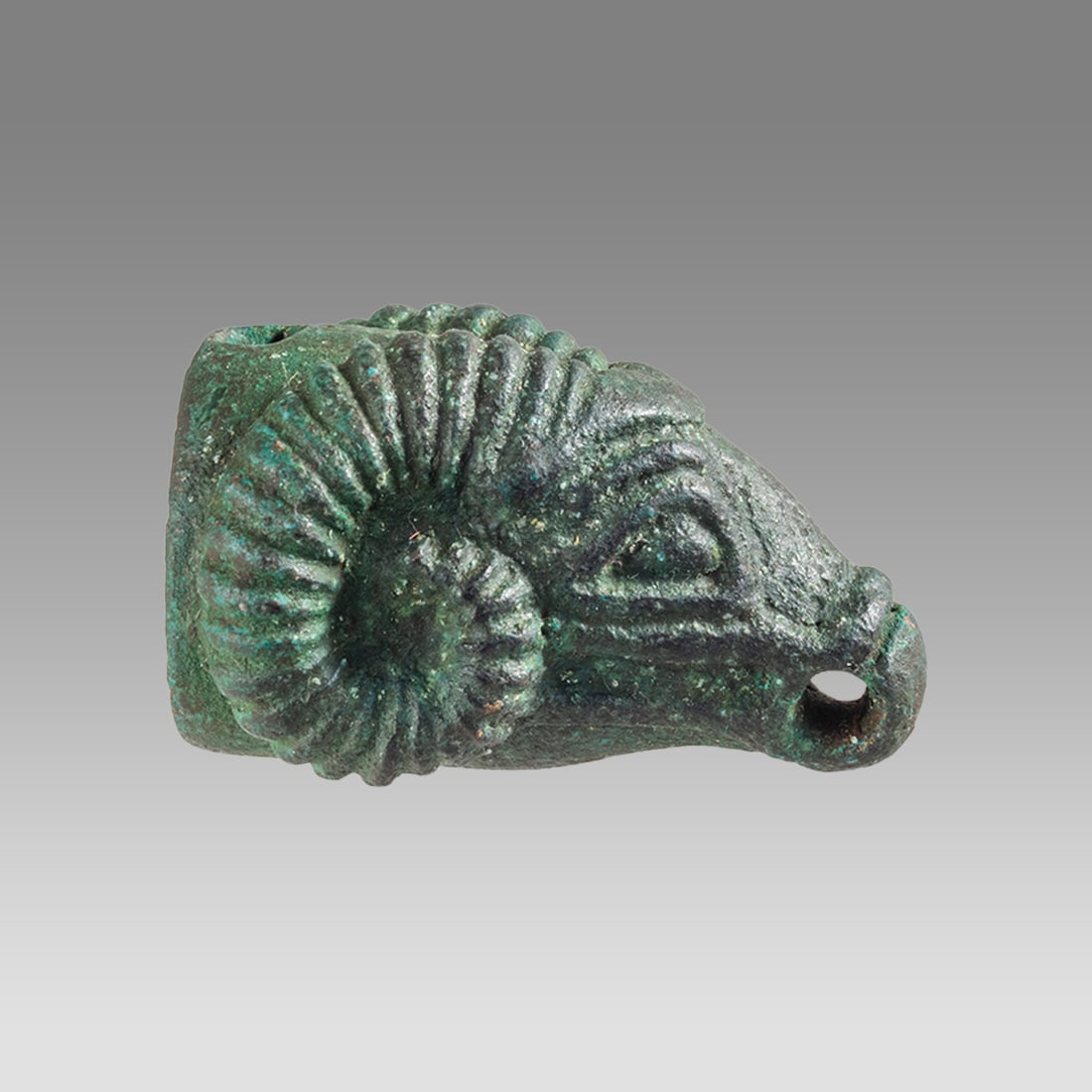 Ancient Roman Bronze Head Of Ram Terminal c.1st-2nd century AD. (1 of 2)