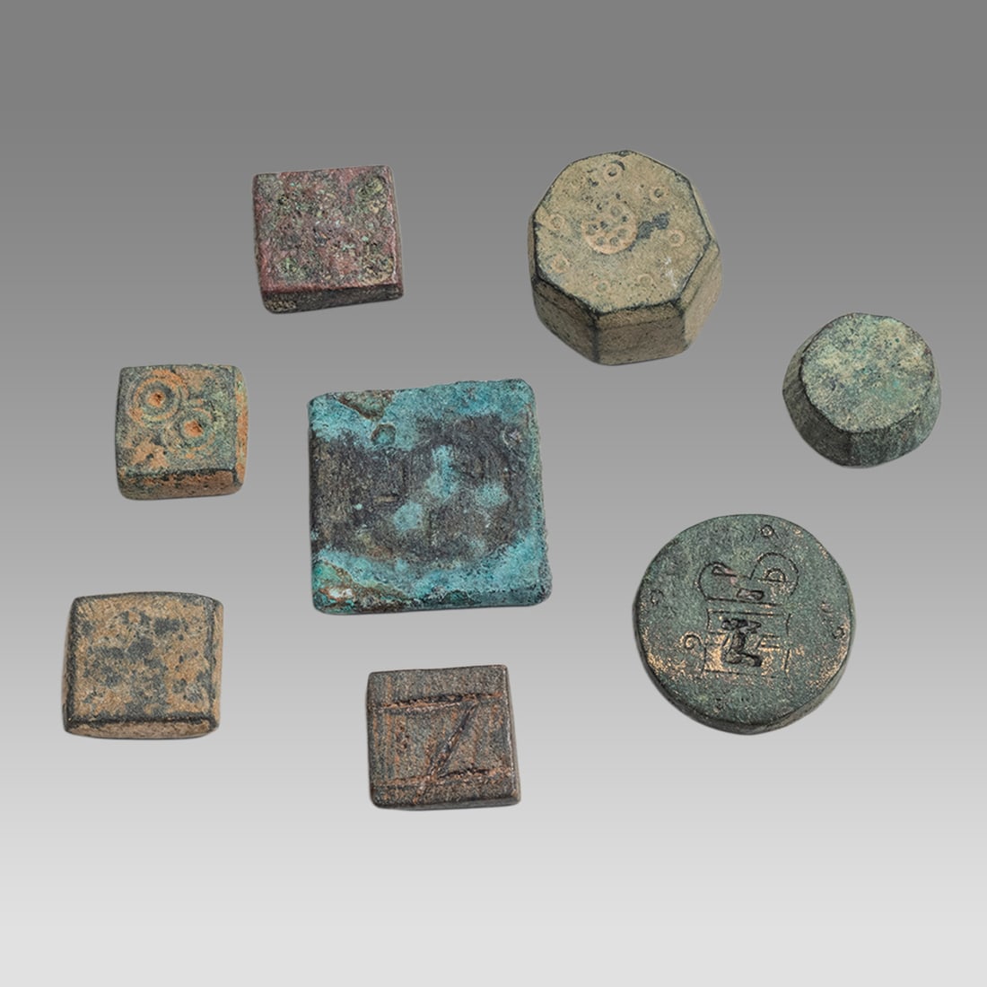 Lot of 8 Roman Bronze Weights c.2nd-4th century AD. (1 of 2)