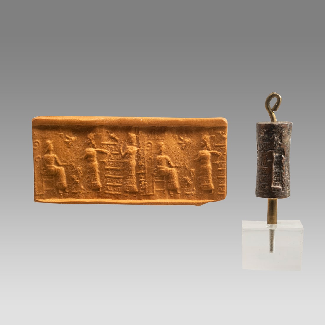 Ancient Babylonian Bronze Cylinder Seal c.1900 BC. (1 of 3)