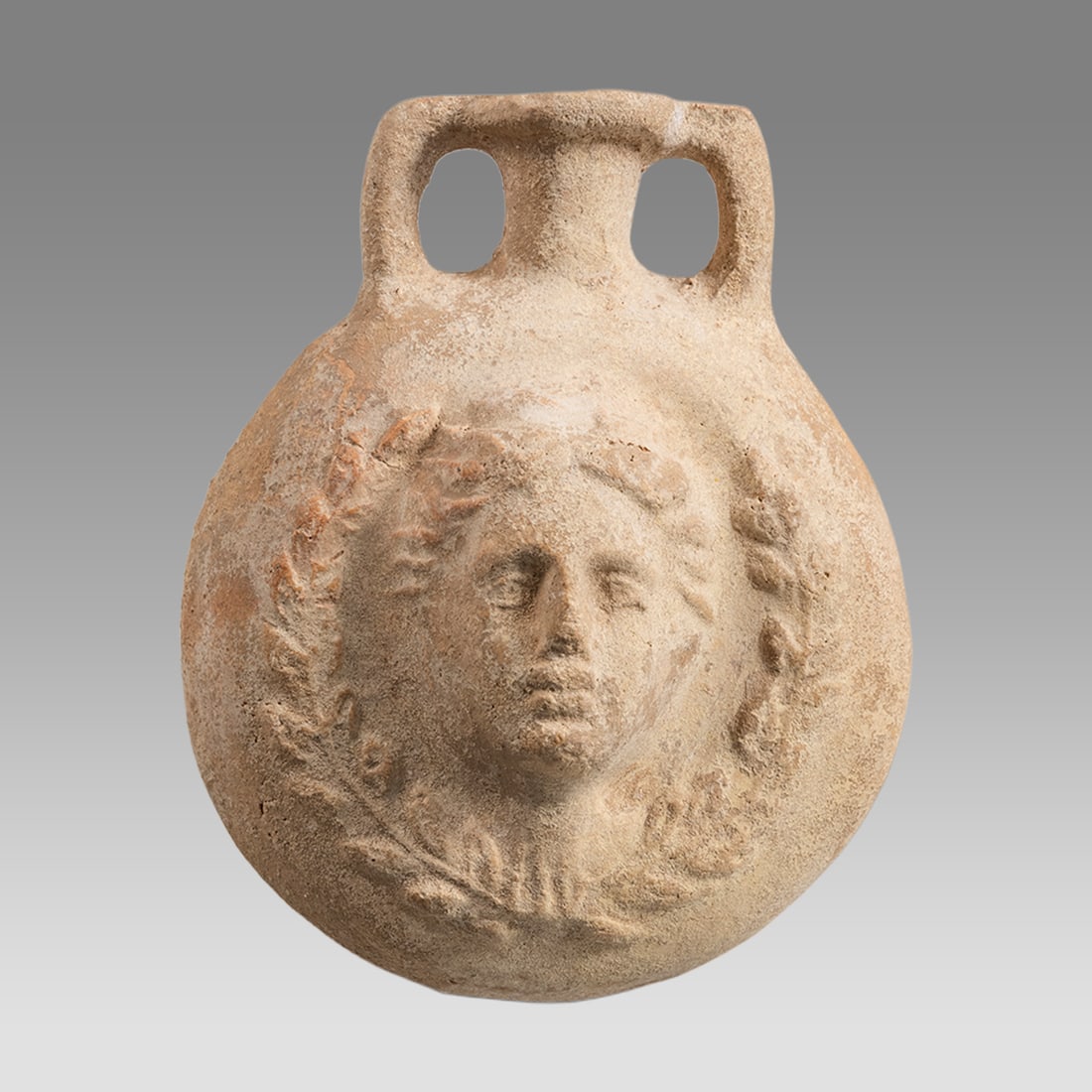 Ancient Holy Land Hellenistic Terracotta Flask With 2 Heads c.2nd century BC. (1 of 2)