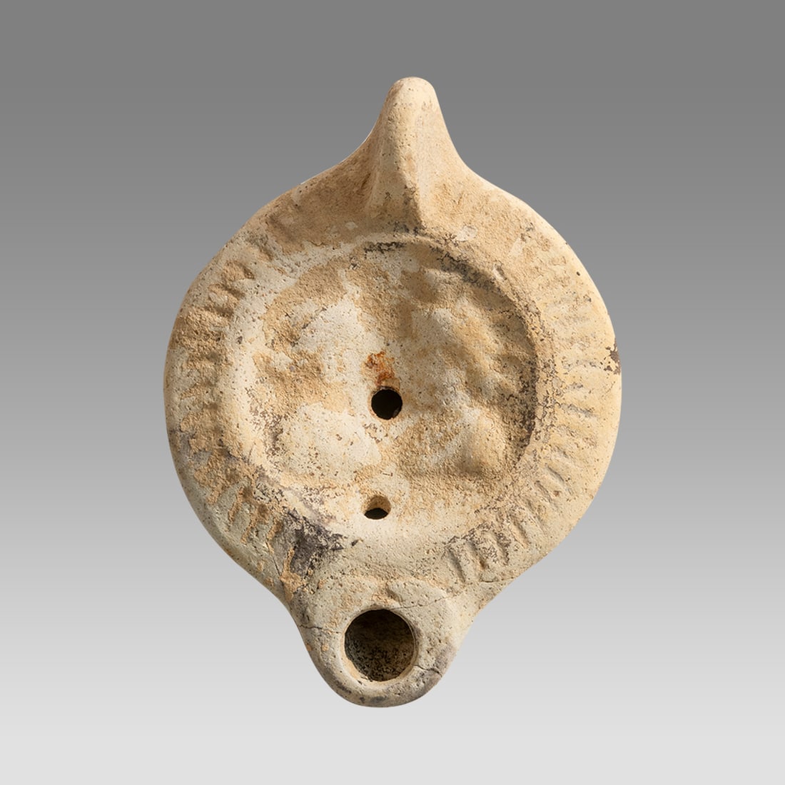 Ancient Roman Terracotta Oil Lamp With 2 Busts c.2nd cent CE. (1 of 2)
