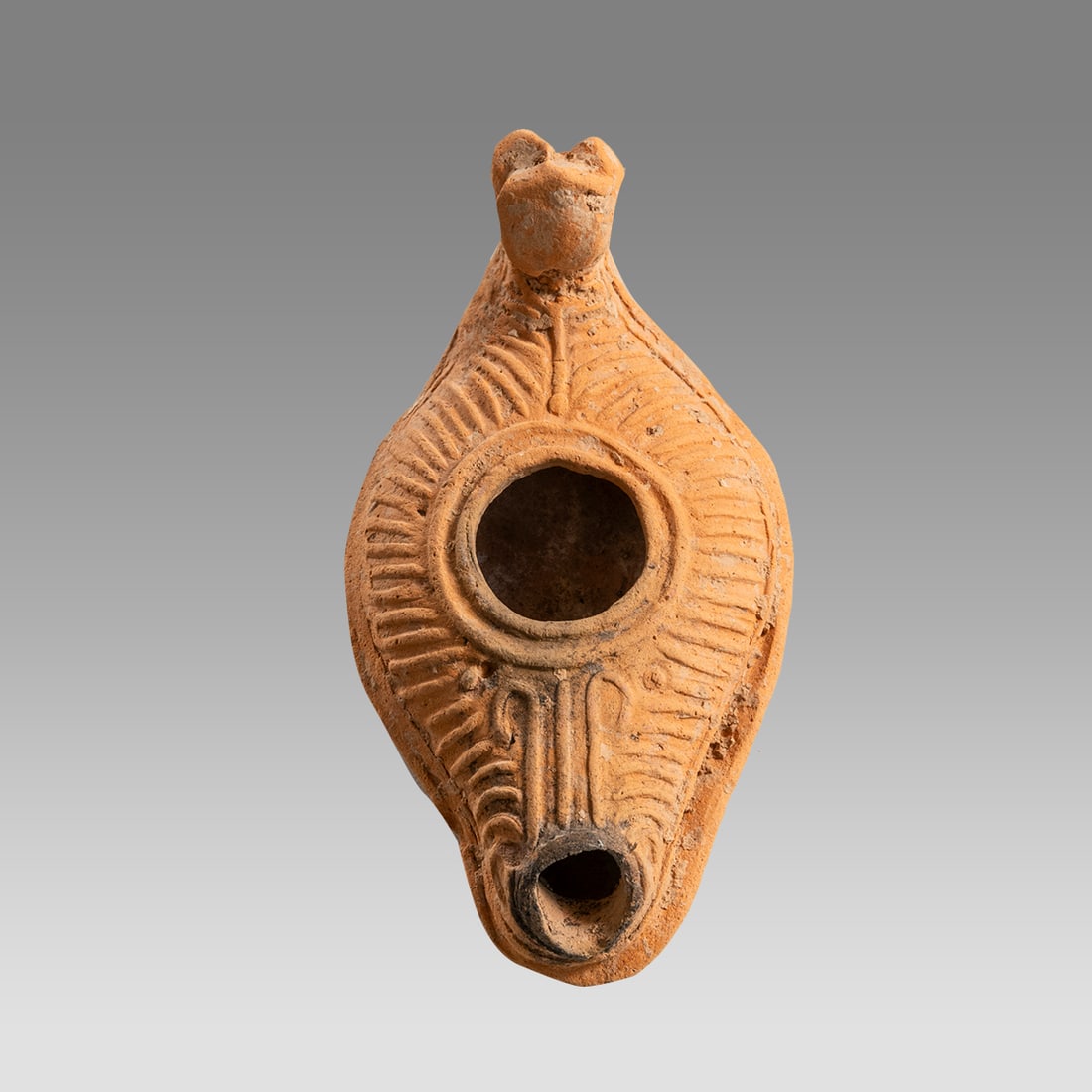 Ancient Holy Land Byzantine, Terracotta Oil Lamp c.4th-6th cent CE. (1 of 2)