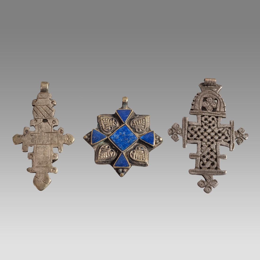 Lot of 3 Ethiopian Silvered Crosses. (1 of 2)