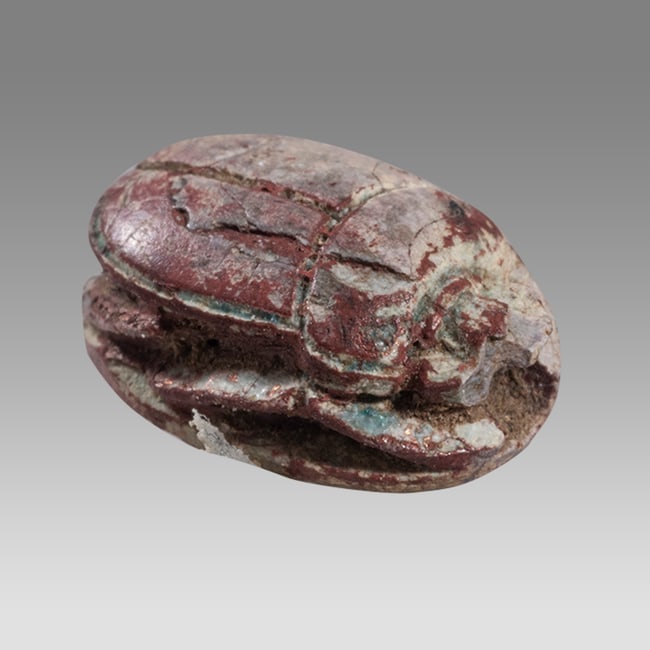 Ancient Egyptian Steatite Stone Scarab, New Kingdom c.1550-1077 BC. (1 of 2)