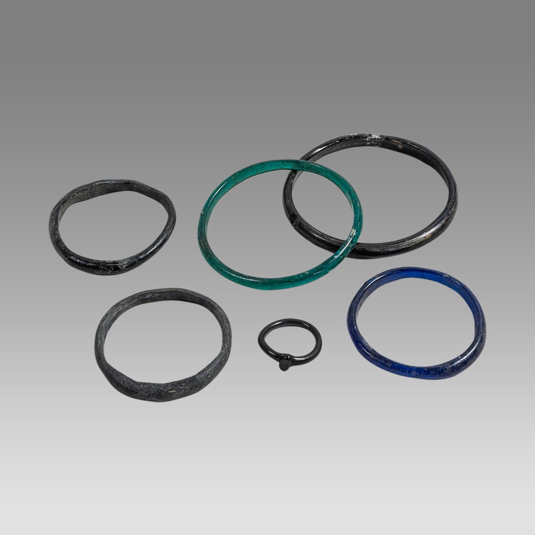 Lot of 6 Ancient Roman Glass Bracelets and Ring c.2nd-4th century AD. (1 of 1)