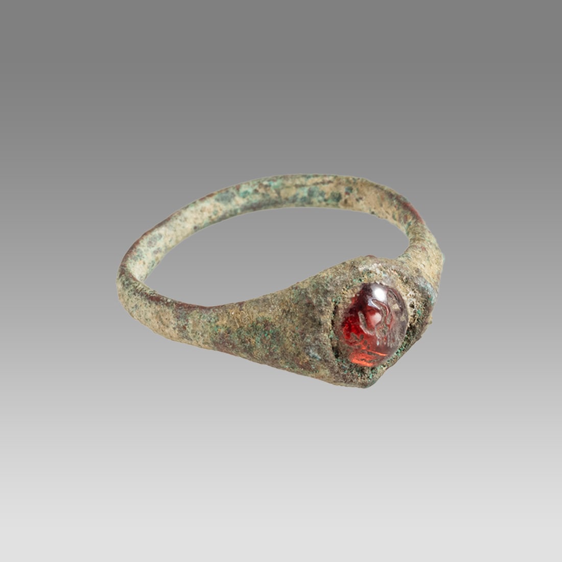 Ancient Roman Bronze Ring With Intaglio c.2nd century AD. (1 of 1)