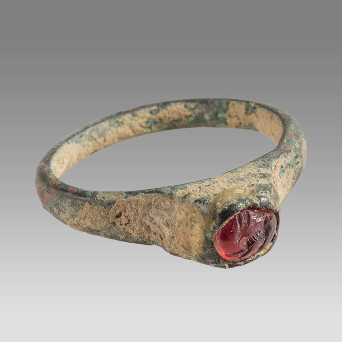 Ancient Roman Bronze Ring With Intaglio c.2nd century AD. (1 of 1)