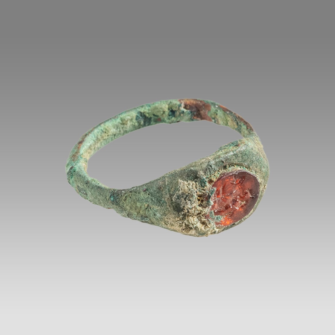 Ancient Roman Bronze Ring With Intaglio c.2nd century AD. (1 of 1)