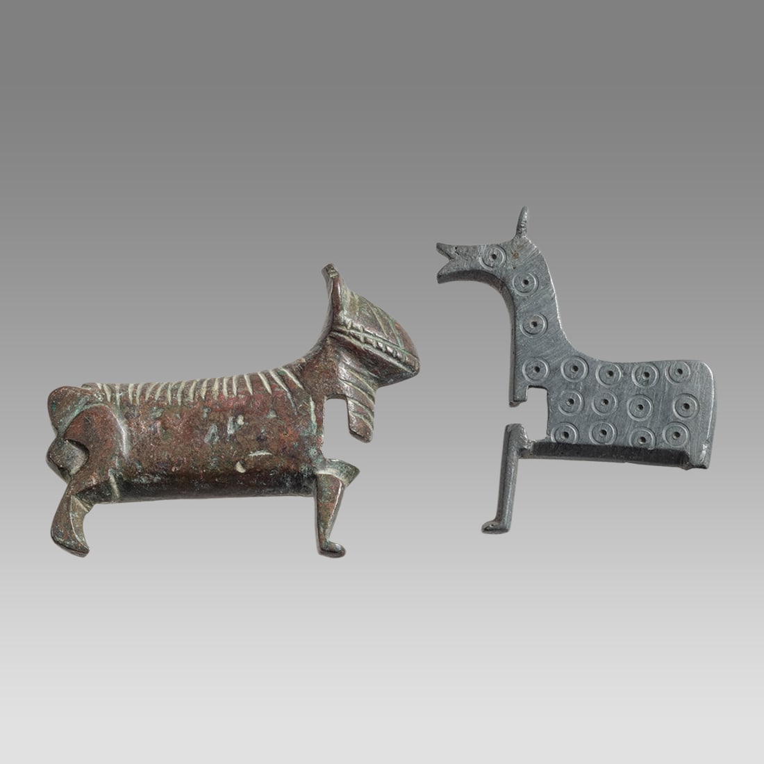 Lot of 2 Ancient Roman Bronze Animal Fibula c.1st-2nd century AD. (1 of 1)